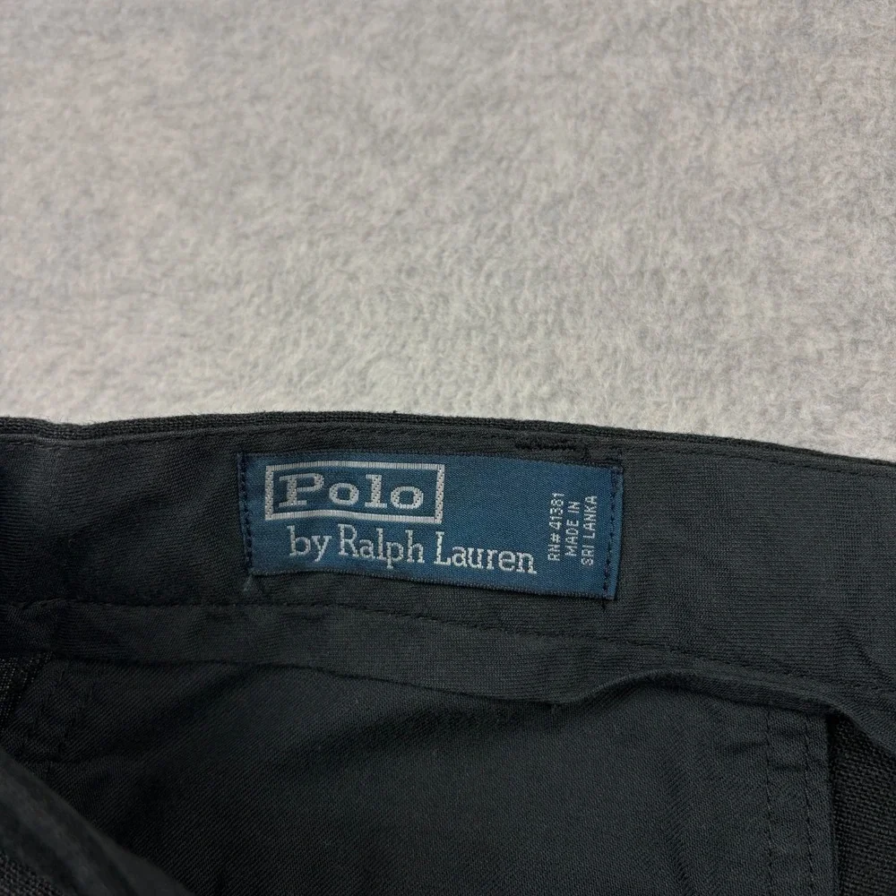 Polo Ralph Lauren Pants Mens 36x34 Black 100% Linen Pleated Cuffed High Rise Vtg